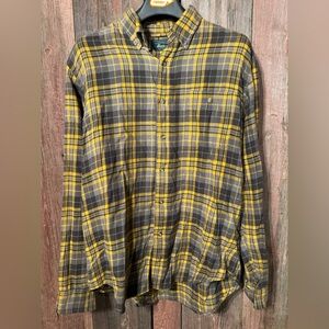 G.H. Bass & Co. Men’s Large NWOT Button Down Flannel Shirt Yellow and Gray